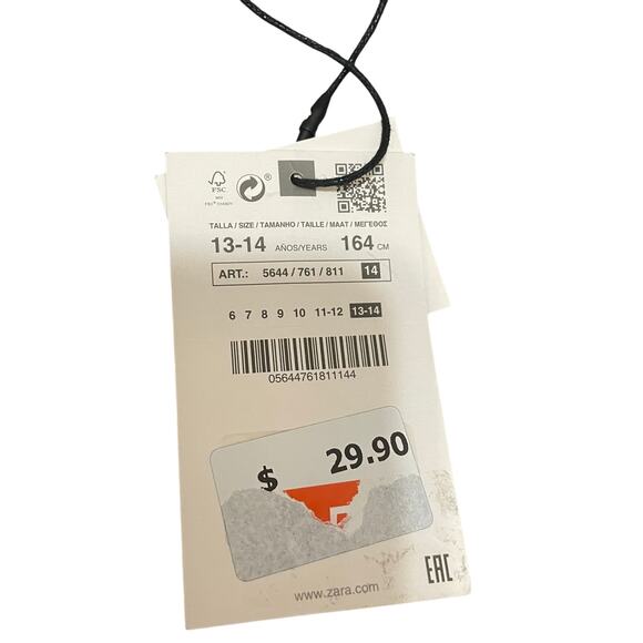 Zara Kids Size 13/14 Gray Belted Cotton Stretch Classic Chino Pants Pockets NWT - Picture 4 of 6